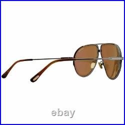 Tom Ford Jet FT0734-H 12E Grey Metal Aviator Sunglasses With Brown Lens