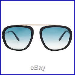 Tom Ford Johnson TF 453 01P Black/Gold Blue Gradient Mens Aviator Sunglasses