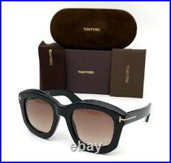 Tom Ford Julia FT0582 01F Shiny Black / Brown Gradient 50mm Sunglasses TF0582