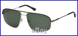 Tom Ford Justin Matte Black/Gold Navigator Sunglasses Made In Italy FT0467 02N