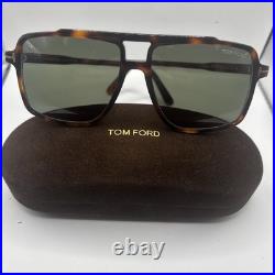 Tom Ford KEMP FT1177 Shiny Havana/Green (53N) Sunglasses Authentic With Case