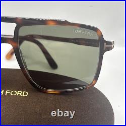 Tom Ford KEMP FT1177 Shiny Havana/Green (53N) Sunglasses Authentic With Case