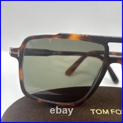Tom Ford KEMP FT1177 Shiny Havana/Green (53N) Sunglasses Authentic With Case