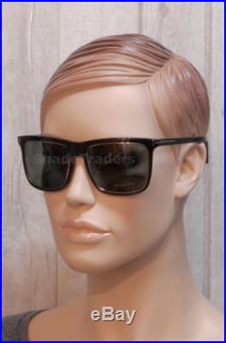Tom Ford Karlie Square Unisex Sunglasses Shiny Black Polarized Green Ft 0392 01r