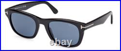 Tom Ford Kendel FT1076 01M Shiny Black/Blue Polarized Square Men's Sunglasses