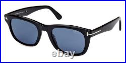 Tom Ford Kendel FT1076 01M Shiny Black/Blue Polarized Square Men's Sunglasses