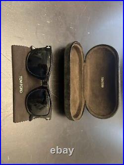 Tom Ford LEO 145mm Sunglasses with Brown Frame and Green Polarized Lenses