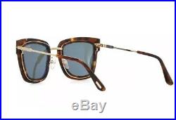 Tom Ford Lara-02 FT0573 TF 573 55A Squared Havana Brown Gold Women Sunglasses