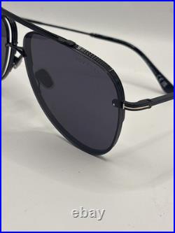 Tom Ford Leon FT1071 01A Metal Shiny Black Smoke 62 mm Men's Sunglasses