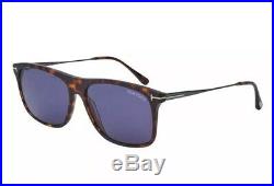 Tom Ford MAX-02 TF 588 54V Dark Havana Gold Blue Lens Men Sunglasses Authentic