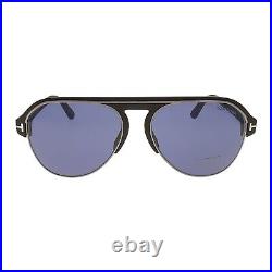 Tom Ford Marshall Aviator Sunglasses TF 929 FT0904 02V Matte Black/Blue lenses