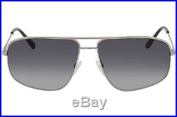 Tom Ford Men Pilot Sunglasses TF0467 17W Silver Metal Frame Blue Gradient Lens