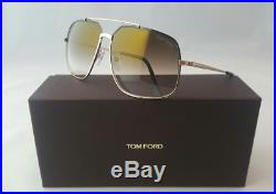 Tom Ford Men's Ronnie Tf 439 01g Black Gold Metal Sunglasses Made In Italy