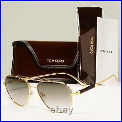 Tom Ford Mens Gold Pilot Metal Brown Sunglasses Andes TF 670 30B C 301222