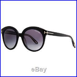Tom Ford Monica TF 429 03W Shiny Black Crystal Gradient Women's Round Sunglasses
