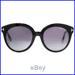 Tom Ford Monica TF429 03W Shiny Black Crystal Gradient Women's Round Sunglasses