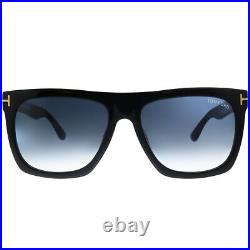 Tom Ford Morgan TF 513 01W Black Plastic Rectangle Sunglasses Blue Gradient Lens