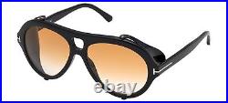 Tom Ford NEUGHMAN FT 0882 men Sunglasses SHINY BLACK/GREY ORANGE SHADED