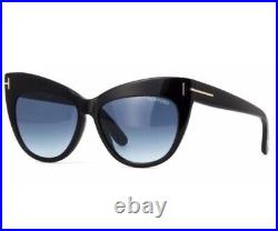 Tom Ford NIKA FT0523 523 01W Shiny Black Gold Blue Gradient Women Sunglasses New