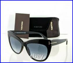 Tom Ford NIKA FT0523 523 01W Shiny Black Gold Blue Gradient Women Sunglasses New