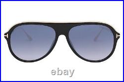 Tom Ford Nicholai-02 624 01C Black Gold Blue Gradient Sunglasses 57-14-145 WCase