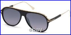 Tom Ford Nicholai-02 FT0624 01C Black Gold 57-14-145 Mirror Sunglasses Authentic