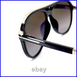 Tom Ford Nicholai-02 TF624 01C Black&Gold Aviator Plastic Sunglasses 57-14-145