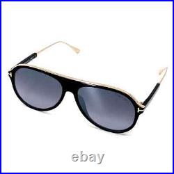 Tom Ford Nicholai-02 TF624 01C Black&Gold Aviator Plastic Sunglasses 57-14-145