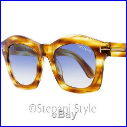 Tom Ford Oval Sunglasses TF431 Greta 41W Brown Striped Honey FT0431