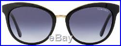 Tom Ford Oval Sunglasses TF461 Emma 05W Black/Iridescent Chalkstripe 56mm FT0461
