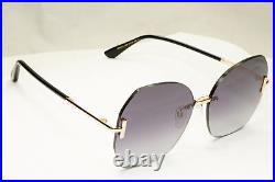 Tom Ford Oversized Black Sunglasses Gradient Smoke Rimless Gold TF 810-K 28B