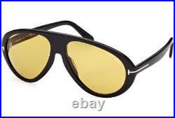 Tom Ford Pilot Sunglasses FT0988-01E-60 Shiny Black Frame Brown Lenses 100% UV