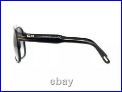 Tom Ford RAOUL FT 0753 01B Shiny Black Grey Gradient Lens Large Sunglasses 62mm