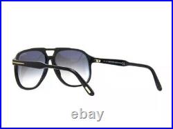 Tom Ford RAOUL FT 0753 01B Shiny Black Grey Gradient Lens Large Sunglasses 62mm