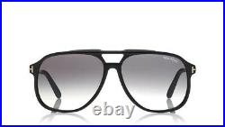Tom Ford RAOUL FT0753 753 01B Shiny Black Grey Gradient Lens Large Sunglasses 62