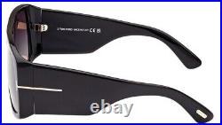 Tom Ford Raven Sunglasses FT1036-01B-60 Shiny Black Frame Smoke Gradient Lenses