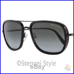 Tom Ford Rectangular Sunglasses TF340 Riccardo 01P Shiny Black FT0340