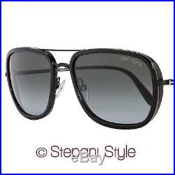 Tom Ford Rectangular Sunglasses TF340 Riccardo 01P Shiny Black FT0340