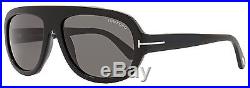 Tom Ford Rectangular Sunglasses TF444 Hugo 01A Shiny Black/Gold FT0444