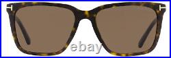 Tom Ford Rectangular Sunglasses TF862 Garrett 52E Dark Havana/Gold 56mm FT0862