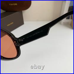 Tom Ford Rellen FT1093 01E Sunglasses 71-7-120 Black Frame Orange Lens UV Shades