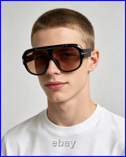 Tom Ford Rellen FT1093 01E Sunglasses 71-7-120 Black Frame Orange Lens UV Shades