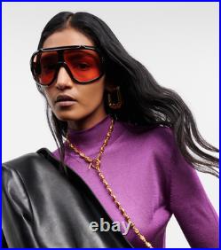 Tom Ford Rellen Mask Sunglasses TF1093 Black/Light Orange 71-7-120mm New