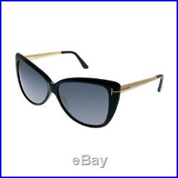 Tom Ford Reveka FT 0512 01C Black Gold Plastic Sunglasses Grey Gradient Lens