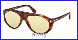 Tom Ford Rex-02 Pilot Sunglasses FT1001-53E-57 Blonde Havana Frame Brown Lenses