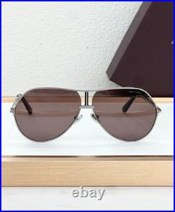 Tom Ford Rickie TF1281 Silver Brown Aviator Sunglasses 63-10-135