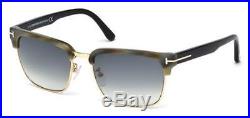Tom Ford River Clubmaster Sunglasses Horn Black Blue Grey Gradient Ft 0367 60b