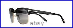 Tom Ford River FT0367 01D Black & Gold Polarised Sunglasses Sonnenbrille Size 57
