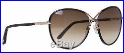 Tom Ford Rosie TF 344 01B Black Leather Rose Gold Women's Butterfly Sunglasses