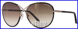 Tom Ford Rosie TF344 01B Black Leather Rose Gold Women's Butterfly Sunglasses